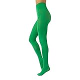 CALZITALY Blickdichte Weiche Strumpfhosen aus Mikrofaser | Bunte Strumpfhose Damen | S, M, L, XL, XXL, 3XL 4XL | 80 DEN | Made in Italy (L, Green apple)
