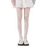 Strumpfhosen Damen Muster,Tights Strumpfhosen fürDamen,Nur Die Strumpfhosen,Kawaii Ballettstrumpfhose Damen,Aushöhlen Strumpfhose Weiß,Gefütterte Strumpfhose Mit Muster,Lolita Spitzen Strumpfhose