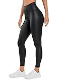 CRZ YOGA Butterluxe Damen Faux Leder Leggings High Waist Lederoptik Sporthose Kunstleder Stretch Workout Lederhose - 64/71cm Kunstleder Schwarz 44