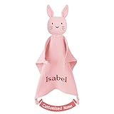 TYRY.HU Babydecke mit Namen Personalisierte Schmusetuch Kuscheldecke Schnuffeltuch Strick Geschenk zur Geburt(Rosa)