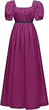 Aibaowedding Regency-Kleider für Frauen mit Satinschärpe Empire-Taille Geraffte Puffärmel Vintage-Ballkleid(Mulberry,M)