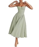 xxxiticat Damen Elegant Midi Ballkleider A-Linie Hochzeitskleid Abendkleider Sexy Neckholder Spaghetti Brautkleid Kleider Prinzessin Brautjungfer Kleid(GR,M)