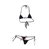ABAFIP Damen Micro Tanning Bikini Kawaiii Japanisches Anime Dessous-Set Cute Tiny Bra Panty Bottom Extreme Badeanzug, Schwarze Schleife, Einheitsgröße