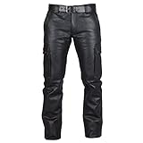 RUMAOZIA Herren Kunstleder Hose Motorrad Biker Hose Rock Punk Lange Slim Fit Biker Lederhose Stretch Dünn Leder Hosen Nightclub Bleistift Hose Casual Straight Leg Kunstleder Hose Clubwear
