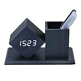 Lancoon Multifunktionale Led-Tischuhr Mit LCD-Temperaturkalender 3-Stufige Helligkeitsanpassung Sound Aktivierter Stifthalter Schreibtisch-Organizer Für Home Office