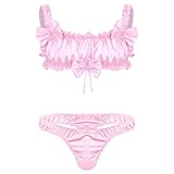 CHICTRY Herren Sissy BH Büstenhalter String Tanga Babydoll Unterwäsche Set Männer Erotik Dessous Reizwäsche Kostüm Crossdresser M L XL X Rosa C M