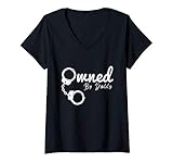 Damen Im Besitz von Papa BDSM DDLG Devot Dominieren T-Shirt mit V-Ausschnitt