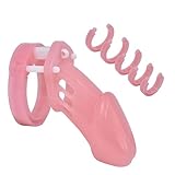 LoversToy Keuschheitsgerät für Männer - Kunststoff Peniskäfig mit Schloss und Penisring, Leichter Keuschheitsgürtel für Erwachsene, BDSM-Fetisch, Sexspielzeug für Männer (Lang, Pink)