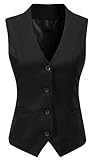 Gowjog Damen Weste Anzugweste Gefüttert Button Up V-Ausschnitt Smoking Vintage Jacke Dressy Ärmellos Westen(Schwarz,M)