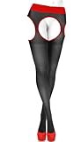 sesto senso Hosenträger Strumpfhose mit offenem Schritt 15 Den Spitze Strumpfband Gürtel Strümpfe 3 M Schwarz Rot