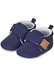 Sterntaler Baby Krabbelschuhe uni – Unisex Babyschuhe aus Canvas mit Jerseyfutter – Knöchelhohe Baby Schuhe mit rutschfester Sternensohle – Krabbelschuhe aus Baumwolle – Größe 20, Farbe marine