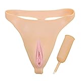 Herren Hiding Gaff Panty Silikon, Camel Toes Pant Shaping, Tanga mit Harnkatheter für Transgender Crossdressing Crossdresser Cosplay,Flesh,Abalone Type