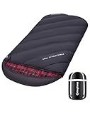 KingCamp Schlafsack,Schlafsack Winter, 4 Jahreszeiten Schlafsack XXL Übergröße Baumwoll Flanell für Erwachsene Outdoor und Camping, Warm leicht,drinnen und draußen, (Schwarz)