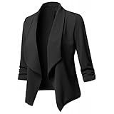 Blazer Damen Elegant, Kostüme & Blazer Für Damen Sportlich Longblazer 3/4 Arm Business Büro Jacke Blazer Slim Fit Blazer Damen Sportlich(01 Black,4XL)