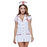 chenyesun Reizwäsche Sexy Damen Krankenschwester Cosplay Party Tiefer V-Ausschnitt Nachtwäsche Nachtwäsche Nurse Kostüm Pflegeuniformen Kostüm Nachthemd Dessous