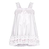 Satini Dessous Satin Sissy Gerafft Rüschen Babydoll-Stil Kleid Negligee Feminin Crossdress Cosplay (Weiß, S)