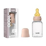 BIBS Babyflasche 150 ml. Sauger aus Naturkautschuk - Babyflaschenset. Anti-Kolik. BPA-freiAnti-Kolik. Langsamem Fluss. leicht und einfach zu reinigen. geeignet für Neugeborene ab 0 Jahren - Blush