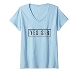 Damen Bondage Shirt – Yes Sir DDlg BDSM Fantasy Kink Geschenk Tee T-Shirt mit V-Ausschnitt