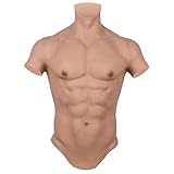 Wisfancy Künstliche Simulation Muskeln, Silikon Fake Muskel Fälschungs Brust Muskeln Bauch, Silikon Fake Brust Muskel Weste für Cosplay Crossdresser Halloween Partys Maskerade (Klein-Elfenbeinweiß)