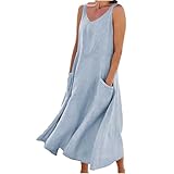 Retourenware, Sommerkleid Damen spaghettiträger, hemdblusenkleid Damen midi, Crossdresser Kleid, musselin Kleid, Schlauchkleid, Elegantes Sommerkleid, Lange Kleider, Beach verkleidung und kostüme