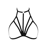 Offene Harness Bar für Frauen,Sexy Körper Harness BH Punk Körper Brustgurt Bikini BH Mehrschichtig Riemchen Accessoires Verführerisch Verstellbarer Halter Gürtel Bralette Crop Top Punk Gothic Schwarz