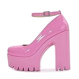 Goth-Plattform-Kristall-Knöchelriemen, runde Zehen, Hakenblock, klobiger Block, High Heels, modische Abendschuhe, Mary Jane-Schuhe, Wickelzehe, sexy Partykleid, Schuhe für Frauen, bequem, stilvoll