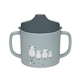 LÄSSIG Kinder Trinklernbecher mit Henkel und abnehmbarem Deckel 150 ml/Sippy Cup Tiny Farmer Sheep/Goose blue