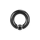 ZS Großes Captive Bead Rings Chirurgenstahl Klemmkugelring Septum Ringe, BCR 00G 0G 2G 8G 12G 16G Intimpiercing Prinz Albert Piercing Körperschmuck (Schwarz,2G,16mm)