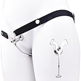 Axcroo Extra Kurze Negativer Keuschheitsgürtel mit einstellbare Belt Edelstahl Keuschheitskäfig Herren Cock Cage Chastity Cage Male SM Bondage Penis Käfig Extrem Sex Spielzeug für Männer (Schwarz)
