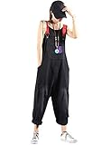 Bigassets Damen Jeans Latzhose Ärmellos Overalls Jumpsuits Style 1 Black