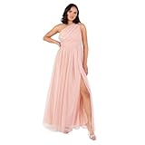 Anaya with Love Damen Womens Ladies Maxi One Cold Shoulder Dress with Slit Split Sleeveless Prom Wedding Guest Bridesmaid Ball Evening Gown Kleid, Peach Blush, 40