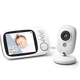 GHB Babyphone mit Kamera Baby Monitor 3.2' LCD Nachtsicht VOX Modus Gegensprechfunktion und Schlaflieder drinnen