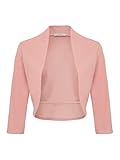 DANAEST Damen Bolero Festlich Strickjacke Elegant Schulterjacke 3/4 Ärmel Kurz Top (708), Grösse:S, Farbe:Altrosa