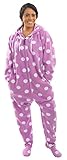 Forever Lazy Footed Erwachsene Onesies Einteiler Pyjama Jumpsuits für Männer und Frauen Unisex mit abnehmbaren Füßen, gepunktet, X-Large