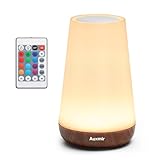 Auxmir LED Nachttischlampe Touch Dimmbar mit 13 Farben und 5 Modi, Tischlampe USB Aufladbar Nachtlicht Baby mit Fernbedienung, Lampe mit Timing Funktion für Deko Schlafzimmer Camping, Outdoor, Balkon