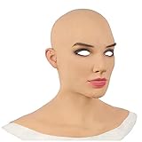 HenTuha Weibliche Vollkopfmaske Menschliches Latex Maske Halloween Realistische Drag Queen Phantasie Kleid Schönheit Maske Kopf Abdeckung Maske für Echte Männer Crossdressing Sissy Cosplay