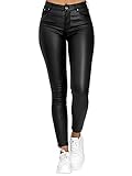 YILEEGOO Wetlook Kunstleder Leggings Shaping Butt Push Up Lederhose für Damen, Schwarz , XL