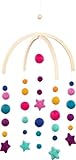 goki 52868 - Mobile Sternentanz aus Holz und Wollfilz, beruhigendes Holz-Mobile, Thema Mond & Sterne im Babyzimmer, fördert Fantasie und visuelle Entwicklung, 43cm x 42cm, ab Geburt