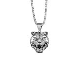 SDFXCDR Herren Halskette Frauen Europäisch und Amerikanisch Neu Dominant Tiger Kopf Halskette Anhänger Herrenmode Marke Hip Hop Cool Persönlichkeit Einfacher Retro Anhänger
