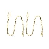 VGOL 2 stücke Taschenuhr Kette mit Karabinerverschlüsse Beschichtung 14,4 Zoll Klassische Metall Taschenuhr Zubehör Antike Ketten Taschenuhr Single Link Weste Gürtel, Gold, 36.5cm