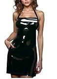 Ichlovdu Echt Rubber Latex Schürze Sxy Küchenschürze für Männer Frauen Unisex Fetisch Cosplay BDSM Koch mädchen Outfit verstellbar lang 120 cm (schwarz, länge 120cm)