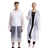 Akxlax 2 Stück Regenponcho Durchsichtig Unisex, Regenmantel Mehrweg Atmungsaktiv Ultraleicht, Poncho Wasserdicht Damen Herren für Festival Wandern Camping Reisen, Transparent Weiß