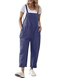 YESNO Damen Latzhose Sommer Oversize Trägerhose Beiläufig Loose Bib Pants Overall Baggy Jumpsuit Strampler Sommerhose mit Träger PV9DE