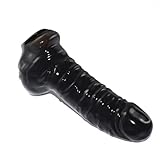Rubberfashion Latex Pennishülle LARGE - Latex Pennis Hülle mit Hodensack - Condom realistisch für Herren 20 cm schwarz 0.4mm L