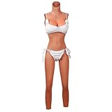 Funxzior Generation 2 Silikon Ganzkörperanzug Bodysuit mit Realistischer Weiblicher Silhouette Körperformen Brustform & Öffnung im Analbereich für Crossdresser Cosplay (Bräune, B Cup mit Gelfüller)