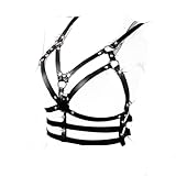 WUUDOA Leather Harness Damen Oberkörper SM, Leder Bh Dessous Frauen, Kinky Outfit Woman, BDSM Kleidung Slave Outfit, Sexgeschirre, Punk Body Harness Fuer Damen Gothic, Kinkywear Dame Party
