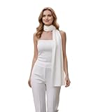 LA FERANI Damen Seidenschal 100% Seide weiß Halstuch Schal Uni Farbe 180x90cm Seidentuch für Anzug formelle Anlässe Stola Business Style Geschenk für Sie (Weiß)