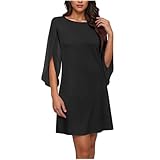 Dyhxuan Damen Kleid Elegant Chiffon Kleider Kurz Cocktailkleid 3/4 Ärmel Abendkleid Leicht Luftig Sommerkleider Elegant Partykleid Knielang Abiballkleider