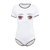 Damen Erwachsene Body ABDL DDLG Kleidung Kurzarm Papas Dessous Neuheit Strampler Nachtwäsche Onesie Pyjama Teddy Shorts Overall Trikot Schlafanzüge Auge S