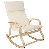 tectake® Holz Schaukelstuhl, Schaukelsessel mit Armlehnen, Rocking Chair, Sessel für Wohnzimmer, Babyzimmer, als Stillstuhl oder Sessel Schlafzimmer, Möbel mit Auflage und Kissen bis 150kg - beige